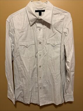 Express White Pinstripe Western Shirt
